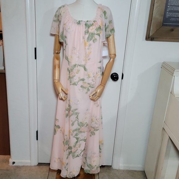 Rachel Parcell Pink Floral Maxi Dress Size XL – Romantic Boho Chic Evening Gown - Picture 1 of 12